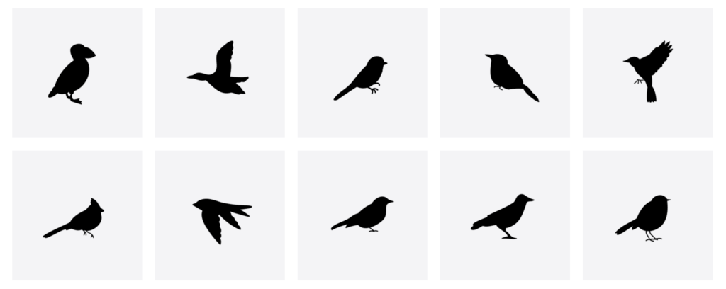 Various Solid of Filled Bird Icons From Noun Project Website